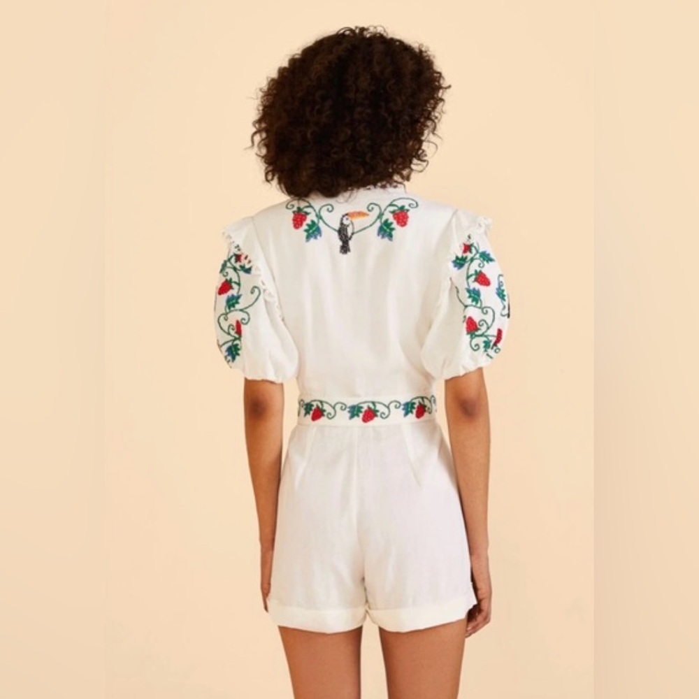 FARM Rio- Cross Stitch Toucan Embroidered Romper - Picture 2 of 9